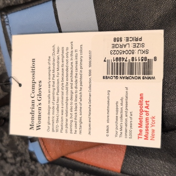 Ladies Leather Mondrian The Met Gloves Size L - Picture 2 of 7